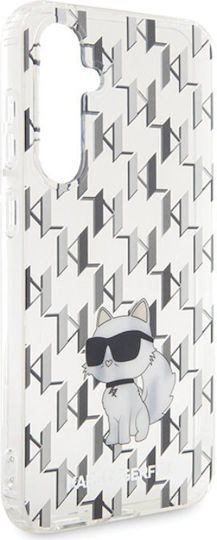 Karl Lagerfeld Monogram Choupette Umschlag Rückseite Kunststoff Transparent (Galaxy S23 FE)