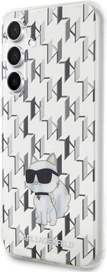 Karl Lagerfeld Monogram Choupette Umschlag Rückseite Kunststoff Transparent (Galaxy S23 FE)