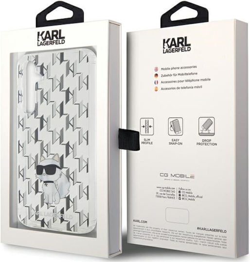 Karl Lagerfeld Monogram Choupette Umschlag Rückseite Kunststoff Transparent (Galaxy S23 FE)