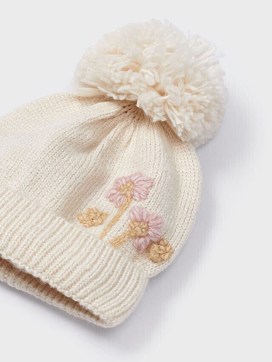 Kids Beanie Set with Gloves Knitted Beige 3pcs