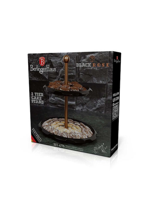Berlinger Haus Metallic Dessert Tower Stand with 2 Tiers Black Rose Collection Black Ø30.5cmxY33cm 23x30x33cm