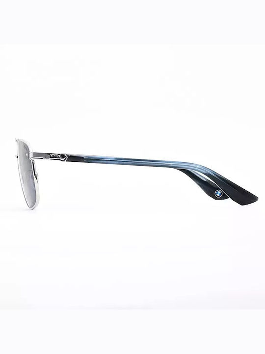BMW Men's Sunglasses with Silver Metal Frame and Blue Lens BW0031 5716M