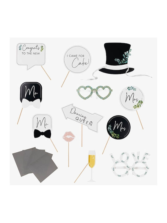 Set of Wedding Photo Booth Props Stickers 13 Pieces