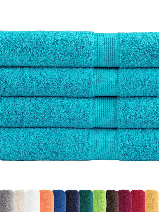 vidaXL Bath Towel 100x200cm Turquoise 4 Pieces Weight 600gsm