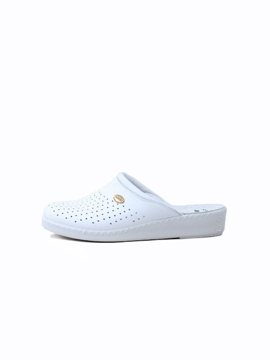 Antrin Comfort 120 Women's Leather Anatomic Clogs White