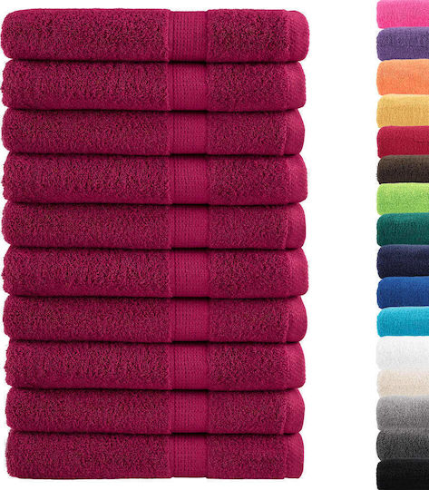 vidaXL Set 10 Hotel Pool and Beach Towels 200x100 cm 600gsm Burgundy