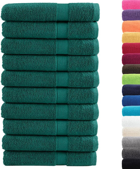 vidaXL Set 10 Hotel Pool and Beach Towels 200x80 cm 600gsm Green