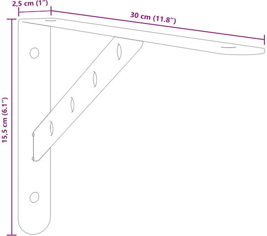 vidaXL Heavy-Duty Stainless Steel Shelf Brackets Silver 30x25mm 4pcs 30304