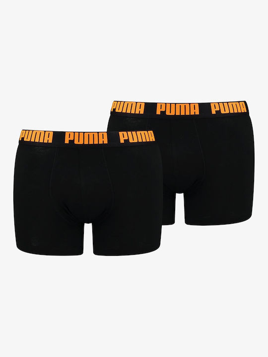 Puma Basic Boxeri pentru bărbați Negru Portocaliu 2Pachet