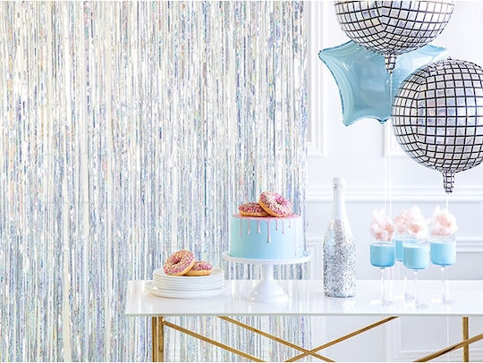 PartyDeco Завеса за Парти в Сив Цвят 90см
