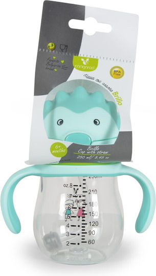 Cangaroo Baby Cup with Handles and Straw Brillo A0033 made of Plastic Blue 250ml for 6m+m+