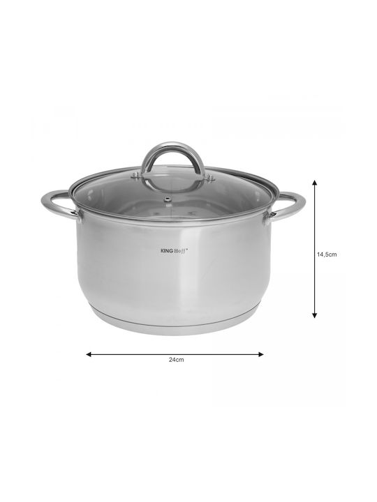 KING Hoff Pots Set Made of Stainless Steel Silver with Non-Stick Interior Coating 3 Pieces
