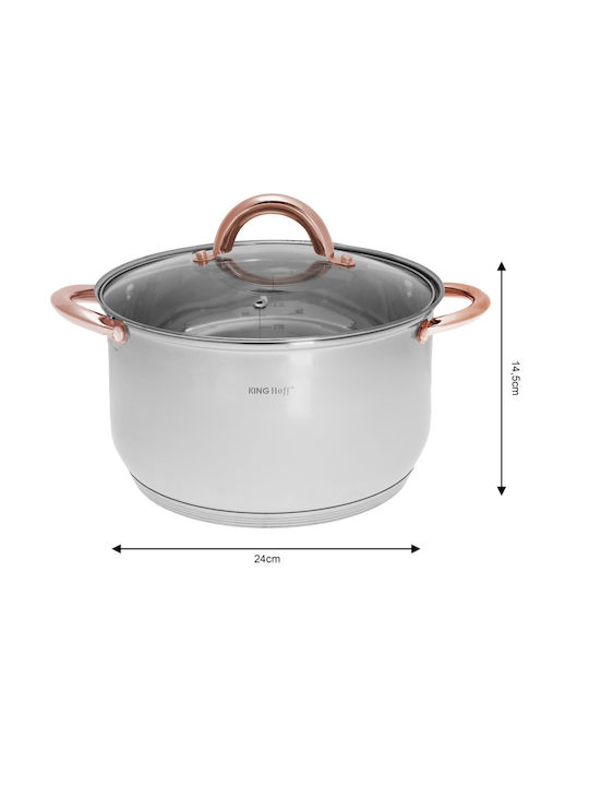 KING Hoff Pots Set Made of Stainless Steel Inox Copper with Non-Stick Interior Coating 5 Pieces