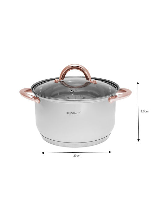 KING Hoff Pots Set Made of Stainless Steel Inox Copper with Non-Stick Interior Coating 5 Pieces