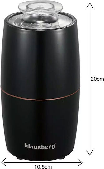 Klausberg Ηλεκτρικός Μύλος Καφέ 200W με Χωρητικότητα 60gr Μαύρος