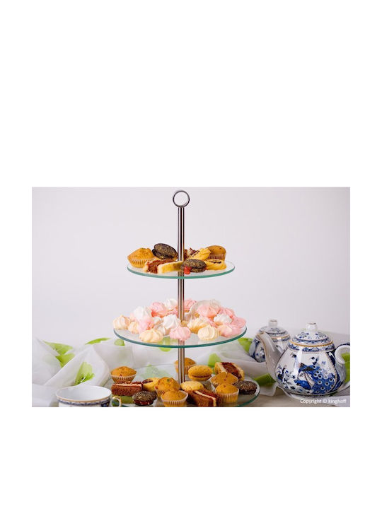 KING Hoff Glass Dessert Tower Stand Transparent Ø20cm