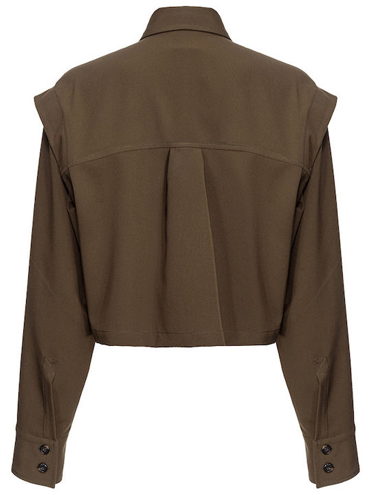 Fioriera Camicia Μακρυμάνικο Γυναικείο Πουκάμισο Χακί