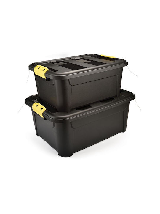Viosarp New Gen Plastic Storage Box with Lid Black 48.5x36.5x21.5cm