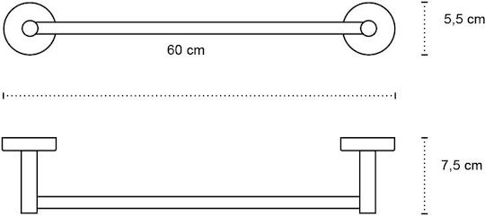 Karag Uno Single Wall-Mounted Bathroom Rail Inox Silver Karag Uno Single Wall-Mounted Bathroom Rail Inox Silver