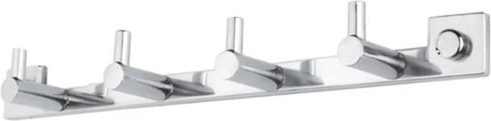 Wall-Mounted Bathroom Hook with 4 Positions Silver Wall-Mounted Bathroom Hook with 4 Positions Silver