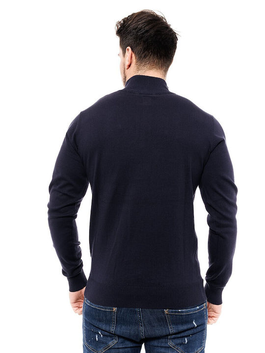 Smart & Co 46-206-016 Men's Cardigan with Zipper Navy Blue