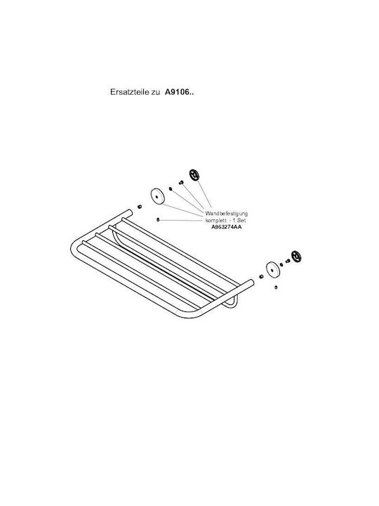 Ideal Standard Iom A9106 Ραφιέρα Μπάνιου 6 Θέσεων Επιτοίχια με Βίδες ​60.2x8.8cm Ασημί