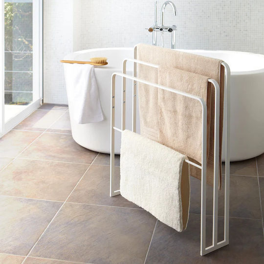 Yamazaki Triple Floor Standing Bathroom Freestanding Towel Rack ​70x160cm White