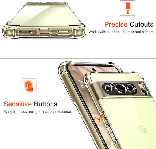 Techsuit Shockproof Clear Umschlag Rückseite Silikon Transparent (Google Pixel 8 Pro)