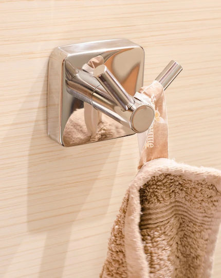 Karag Quattro Άγκιστρο Μπάνιου Διπλό με Βίδες ​6x6cm Inox Ασημί