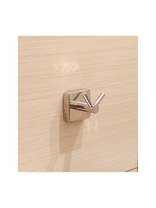 Karag Quattro Double Wall-Mounted Bathroom Hook ​6x6cm Inox Silver