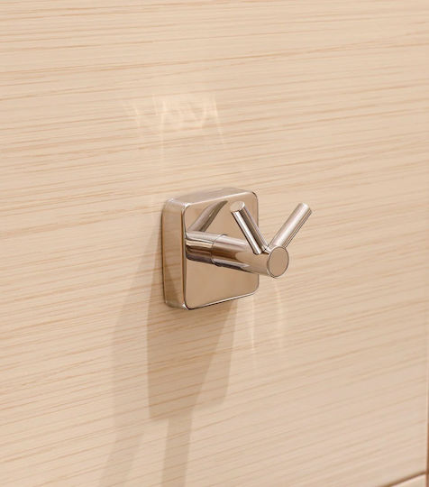 Karag Quattro Double Wall-Mounted Bathroom Hook 6x6cm Inox Silver Karag Quattro Double Wall-Mounted Bathroom Hook 6x6cm Inox Silver