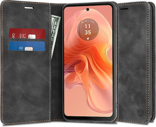 Techsuit Back Cover Δερματίνης Μαύρο (Motorola Moto G04, Moto G24)
