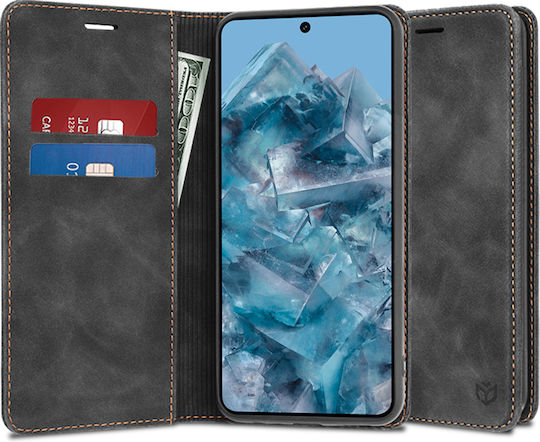 Techsuit Umschlag Rückseite Synthetisches Leder Schwarz (Google Pixel 8 Pro)