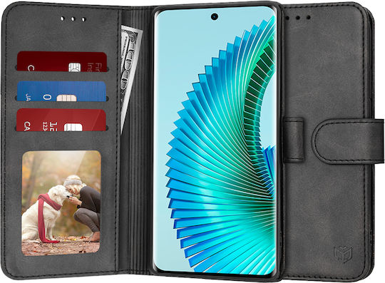 Techsuit Книга Изкуствена кожа / Силикон Черен (Honor Magic6 Lite)