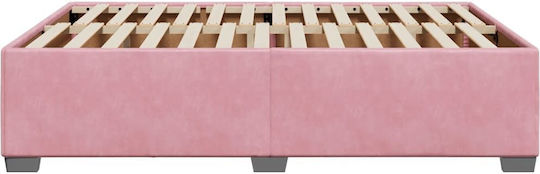 Vidaxl Πλαίσιο Κρεβατιού Ροζ 160x200cm Βελούδινο 1 Τεμ Διπλό Ροζ
