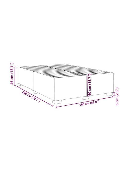 Vidaxl Πλαίσιο Κρεβατιού Ροζ 160x200cm Βελούδινο 1 Τεμ Διπλό Ροζ