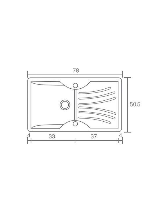 Sanitec Classic Drop-In Spüle aus Verbundgranulat B78xT50cm White