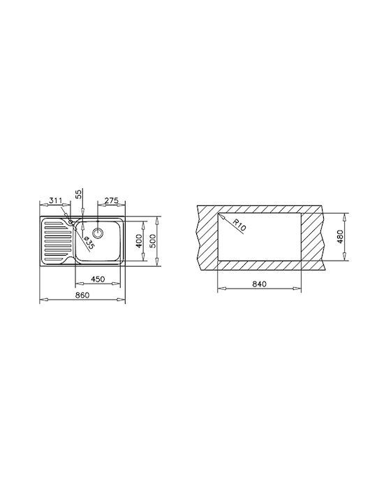 Teka Classic Max 1B 1D 11119201 Right-handed Drop-In Sink Right Inox Satin W86xD50cm Silver