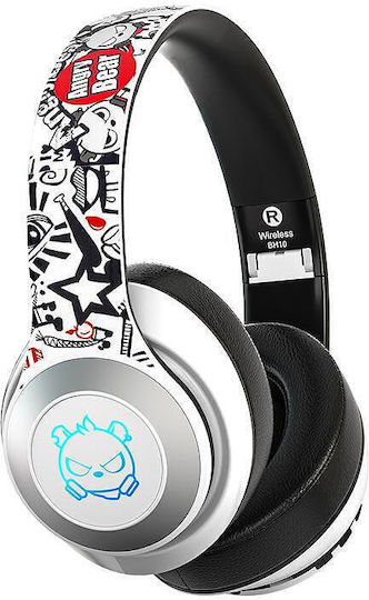 Nubi BH10 Angry Bear Ασύρματο Over Ear Gaming Headset με σύνδεση Bluetooth White / Red