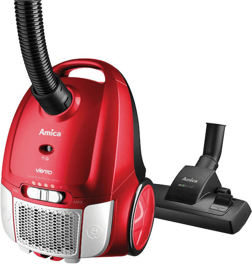 Amica VIENTO VI2031 Ηλεκτρική Σκούπα 900W με Σακούλα 2.5lt Κόκκινη