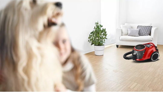 Bosch BGC41PET Ηλεκτρική Σκούπα 750W με Κάδο 2.4lt Κόκκινη