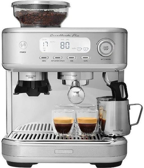 Sencor Αυτόματη Μηχανή Espresso 1700W Πίεσης 15bar με Μύλο Άλεσης Ασημί SES 6050SS