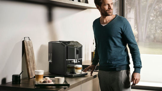 Siemens Eq.300 Αυτόματη Μηχανή Espresso 1300W Πίεσης 15bar με Μύλο Άλεσης Μαύρη TF301E19
