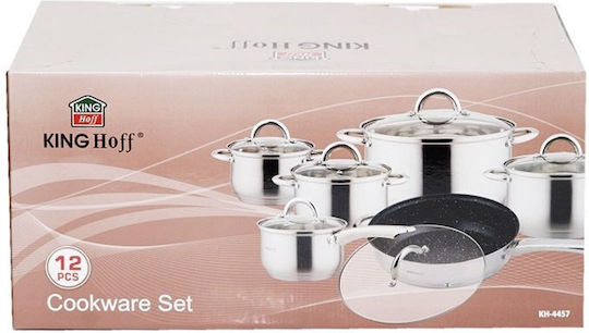 KING Hoff KING Hoff Kochgeschirr-Set aus Rostfreiem Stahl Silver mit Antihaftbeschichtung 6-tlg