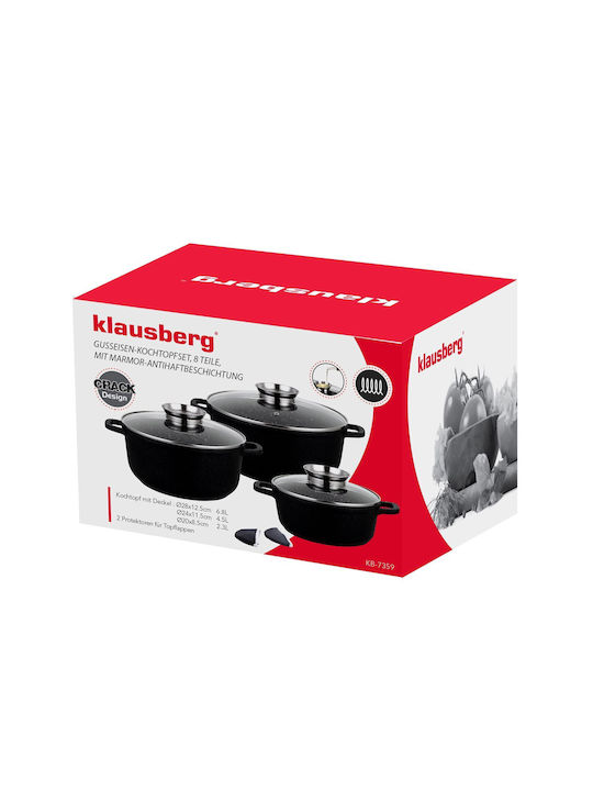 Klausberg Комплект саксии от Алуминий Black с Покритие от Камък 8бр
