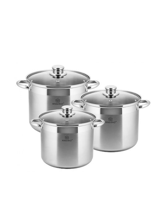 KING Hoff Pots Set of Stainless Steel with No Coating Inox 6pcs