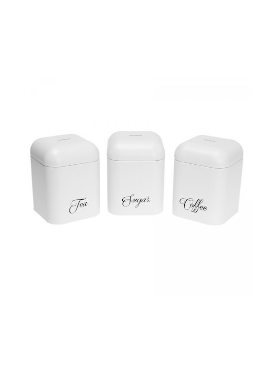 Klausberg Sugar Coffee Tea Jar with Lid Stainless Steel White 11.5x11.5x15cm 1 Piece