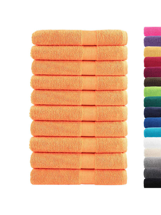 vidaXL Bath Towel 100x200cm Orange 10 Pieces Weight 600gsm
