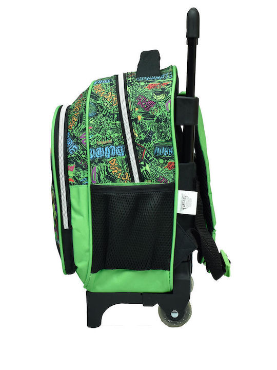 Gim Ninja Turtles School Bag Trolley Kindergarten Black with Water Bottle Holder 12Liters