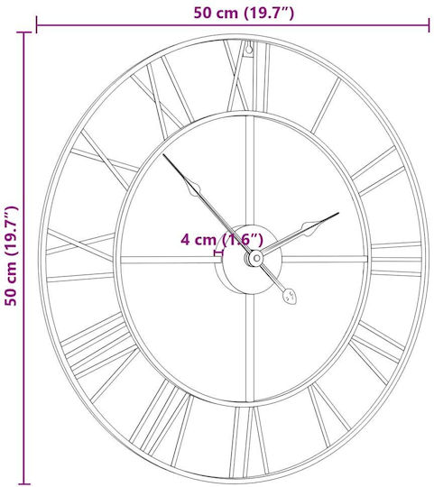 vidaXL Silent Wall Clock Black Ø50cm